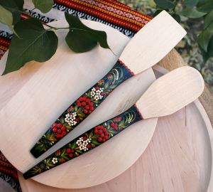 Подарочный  набор лопаток с Петриковской росписью "Красная калина"