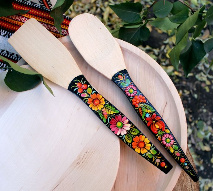 Подарочный  набор лопаток с Петриковской росписью "Сказочная осень"