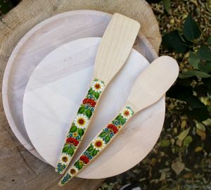 Подарочный  набор лопаток с Петриковской росписью "Белый лепесток"