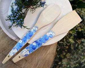 Подарочный  набор лопаток с Петриковской росписью "Лазурь"