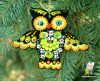 Елочная игрушка с Петриковской росписью "Сова", зеленый виноград