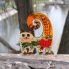 Елочная игрушка с Петриковской росписью "Кот", колосок