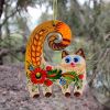Елочная игрушка с Петриковской росписью "Кот", колосок