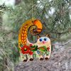Елочная игрушка с Петриковской росписью "Кот", колосок