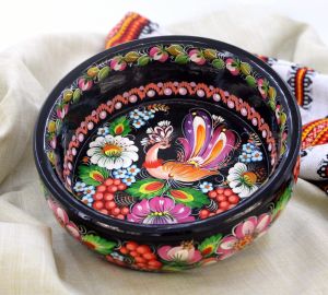 Конфетница с Петриковской росписью, средняя (01)