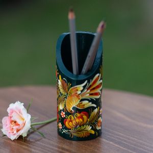 Карандашница, подставка под ручки с Петриковской росписью,"Жар-птица" (02)