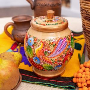 Декоративная емкость с Петриковской росписью "Казковий птах"