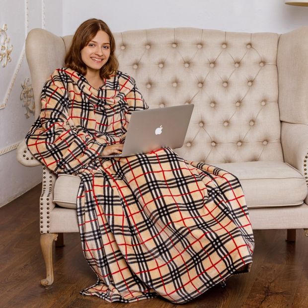 Плед с рукавами "Барбери", супер мягкий и плотный