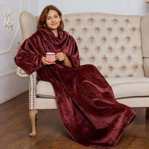 Плед с рукавами "Бордо", супер-мягкий и плотный