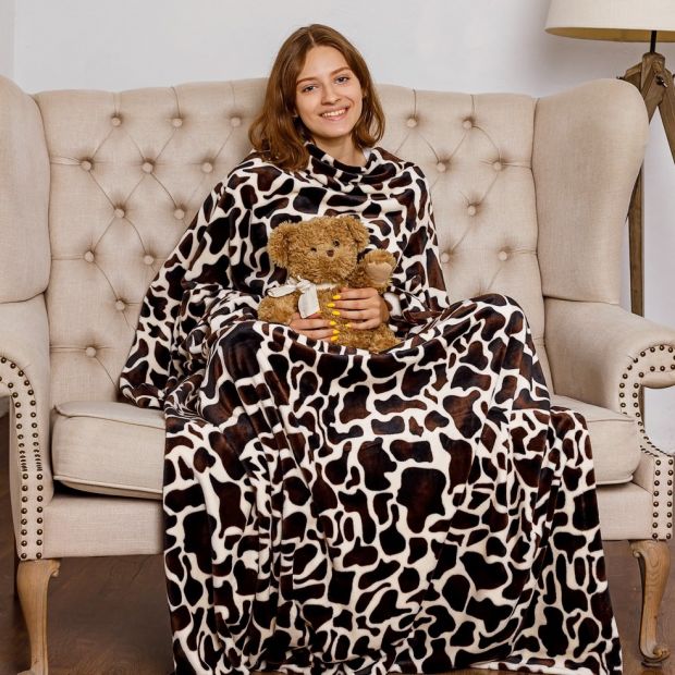 Плед с рукавами "Жираф", супер-мягкий и плотный