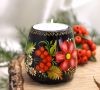 Подсвечник деревянный "Капля", Петриковская роспись (03)