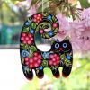 Елочная игрушка с Петриковской росписью "Кот", калина яркая