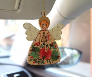 Подвеска в авто "Ангелочек", Петриковская роспись