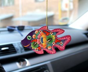 Подвеска в авто "Рыбка моя", Петриковская роспись