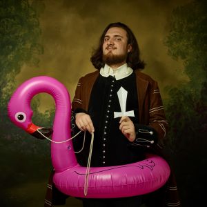 Прикольный Мужской портрет с надувным кругом (с Вашим фото) 