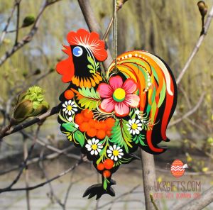 Елочная игрушка с Петриковской росписью "Півник" (02)