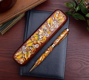 Украинский письменный набор VIP "Золото на дереве". Ручная работа.