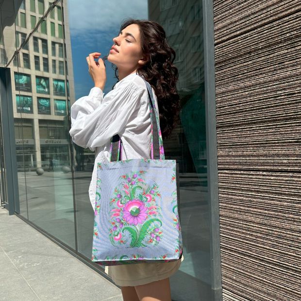 Стильная сумка-шоппер с Петриковской росписью, автор Романова Т.