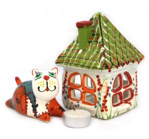 Украинский сувенир "Хранитель уюта-панский кот", зеленый колор