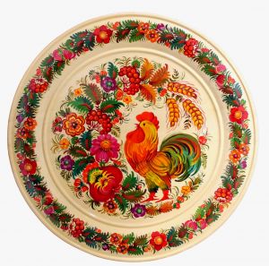 Тарелка с Петриковсксой росписью, диаметр 30 см (03)