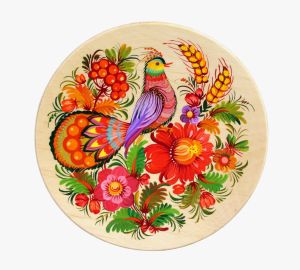 Тарелка с Петриковсксой росписью. диаметр 25 см (08)