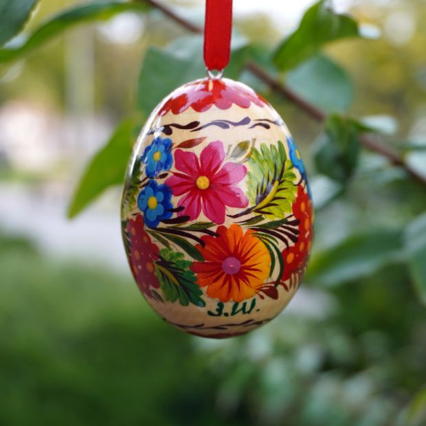 Писанка. Деревянное пасхальное яйцо с Петриковской росписью (19)